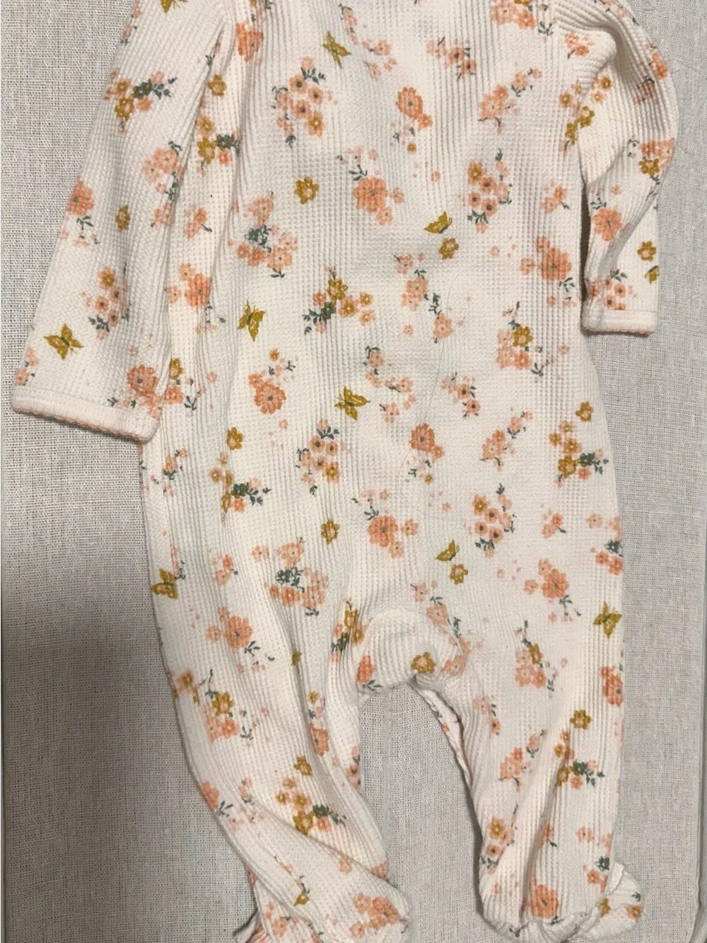 Carter's Cream One-Piece with Peach Floral Print